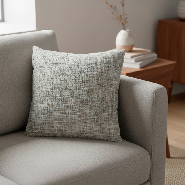 Almofada Chinille e Suede Super Macio 45 x 45 + Refil Silicone 01 Peça - Cinza