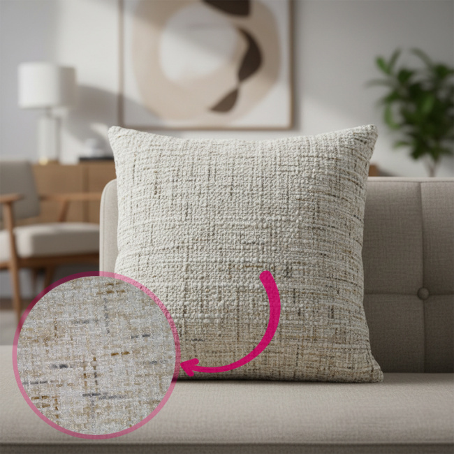 Almofada Chinille e Suede Super Macio 45 x 45 + Refil Silicone 01 Peça - Palha