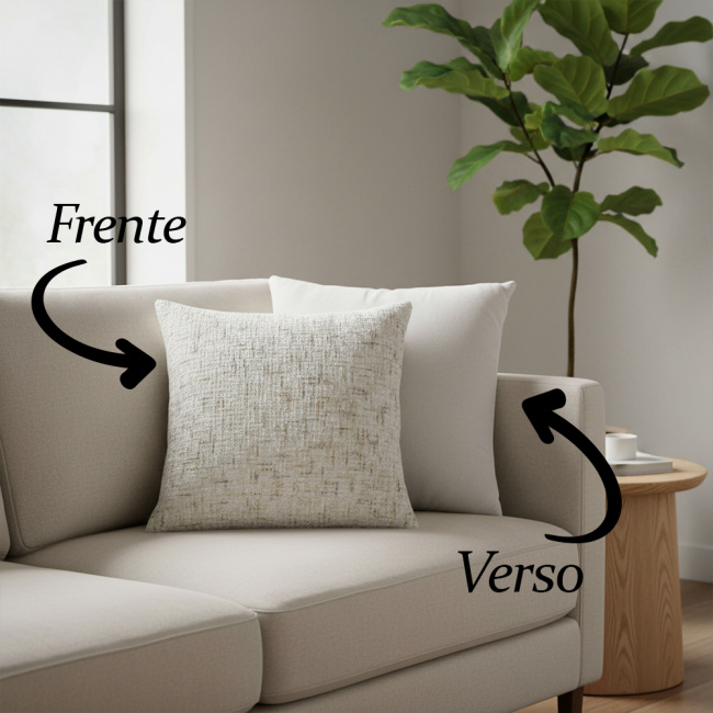 Almofada Chinille e Suede Super Macio 45 x 45 + Refil Silicone 01 Peça - Palha