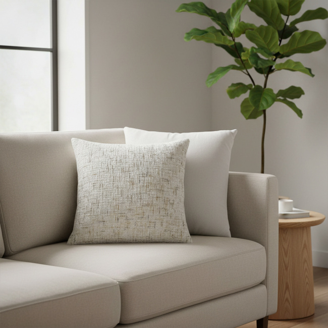 Almofada Chinille e Suede Super Macio 45 x 45 + Refil Silicone 01 Peça - Palha