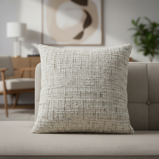 Almofada Chinille e Suede Super Macio 45 x 45 + Refil Silicone 01 Peça - Palha