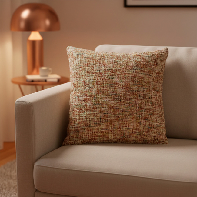 Almofada Chinille e Suede Super Macio 45 x 45 + Refil Silicone 01 Peça - Terracota