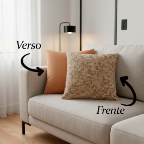 Almofada Chinille e Suede Super Macio 45 x 45 + Refil Silicone 01 Peça - Terracota