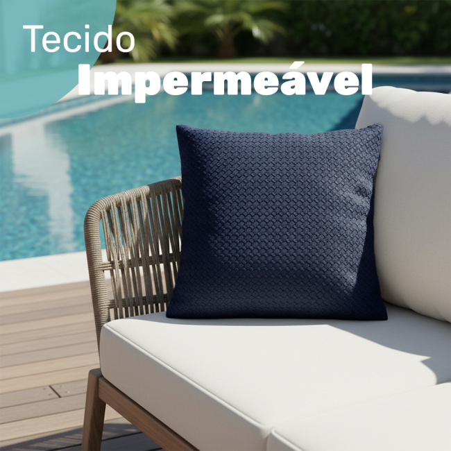 Almofada Decorativa Courino Impermeavel 45 x 45 + Refil Silicone 01 Peça - Azul Petróleo