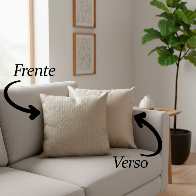 Almofada Decorativa Courino Impermeavel 45 x 45 + Refil Silicone 01 Peça - Bege