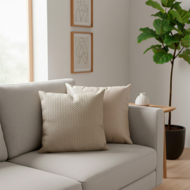 Almofada Decorativa Courino Impermeavel 45 x 45 + Refil Silicone 01 Peça - Bege