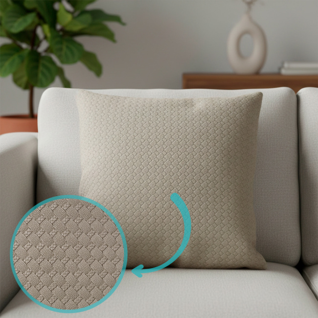 Almofada Decorativa Courino Impermeavel 45 x 45 + Refil Silicone 01 Peça - Bege