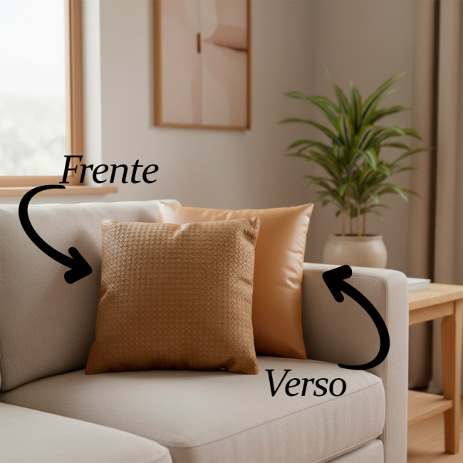 Almofada Decorativa Courino Impermeavel 45 x 45 + Refil Silicone 01 Peça - Cobre