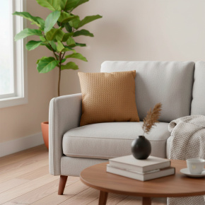 Almofada Decorativa Courino Impermeavel 45 x 45 + Refil Silicone 01 Peça - Cobre