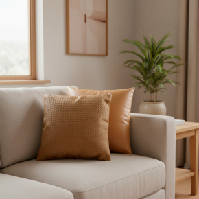 Almofada Decorativa Courino Impermeavel 45 x 45 + Refil Silicone 01 Peça - Cobre