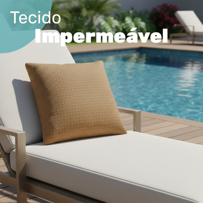 Almofada Decorativa Courino Impermeavel 45 x 45 + Refil Silicone 01 Peça - Cobre