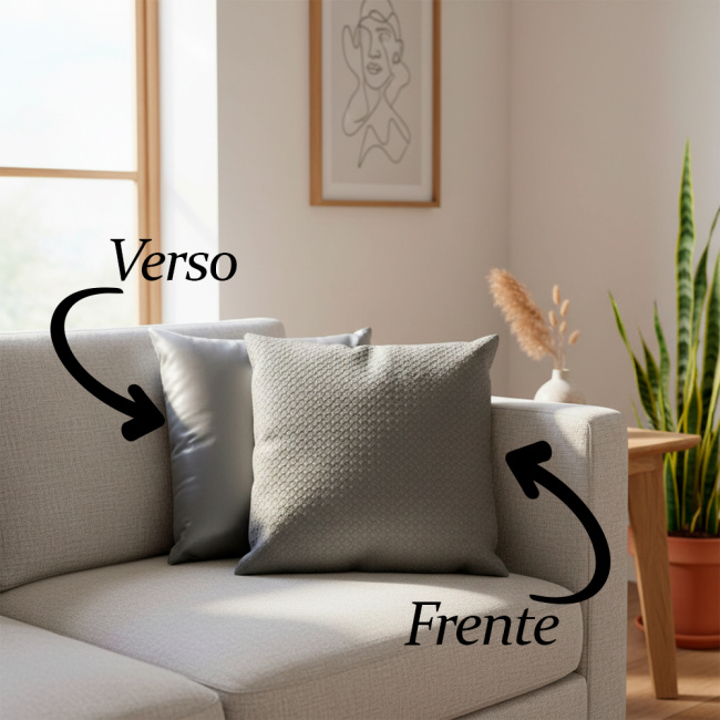 Almofada Decorativa Courino Impermeavel 45 x 45 + Refil Silicone 01 Peça - Concreto