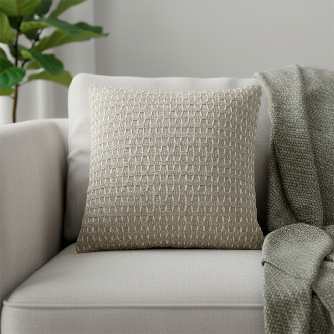 Almofada Decorativa Tricot e Suedi 45 x 45 + Refil Silicone 01 Peça - Marrom