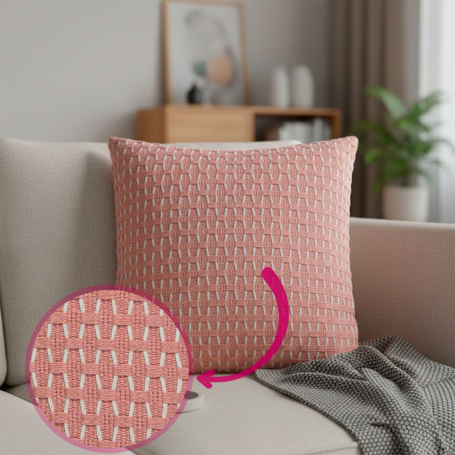 Almofada Decorativa Tricot e Suedi 45 x 45 + Refil Silicone 01 Peça - Rosê