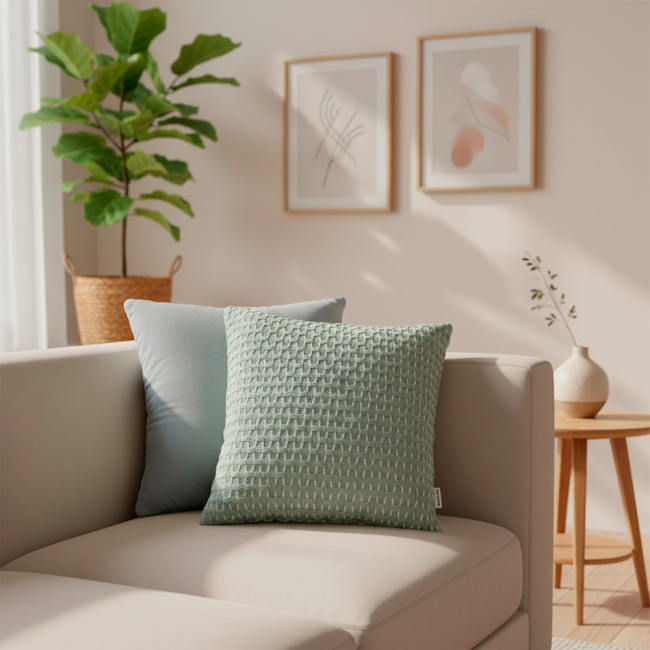 Almofada Decorativa Tricot e Suedi 45 x 45 + Refil Silicone 01 Peça - Verde