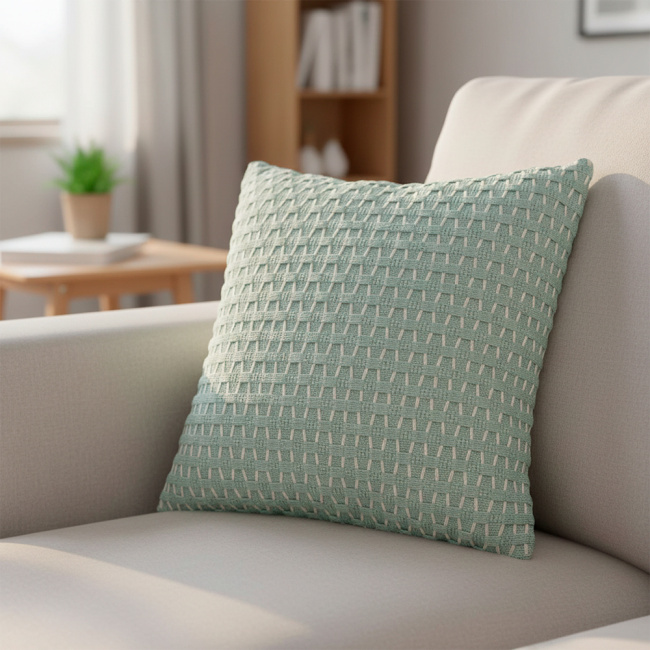 Almofada Decorativa Tricot e Suedi 45 x 45 + Refil Silicone 01 Peça - Verde