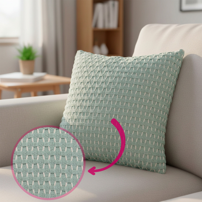 Almofada Decorativa Tricot e Suedi 45 x 45 + Refil Silicone 01 Peça - Verde