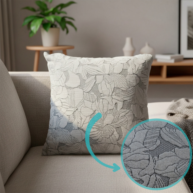 Almofada Jacquard e Suede Super Macio 45 x 45 + Refil Silicone 01 Peça - Azul