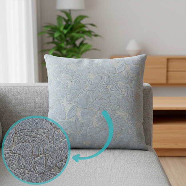 Almofada Jacquard e Suede Super Macio 45 x 45 + Refil Silicone 01 Peça - Cinza