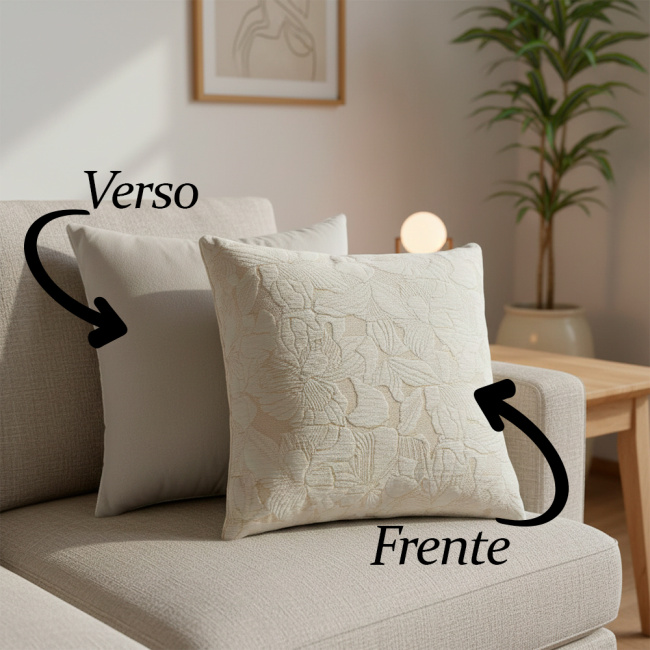 Almofada Jacquard e Suede Super Macio 45 x 45 + Refil Silicone 01 Peça - Palha