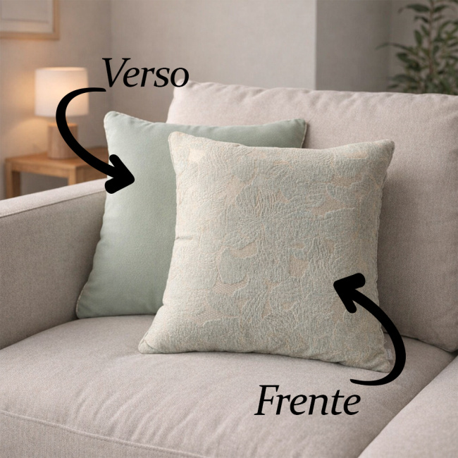 Almofada Jacquard e Suede Super Macio 45 x 45 + Refil Silicone 01 Peça - Verde Malva