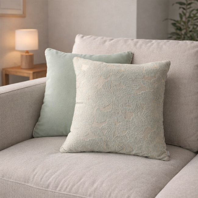 Almofada Jacquard e Suede Super Macio 45 x 45 + Refil Silicone 01 Peça - Verde Malva