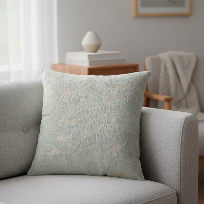 Almofada Jacquard e Suede Super Macio 45 x 45 + Refil Silicone 01 Peça - Verde Malva