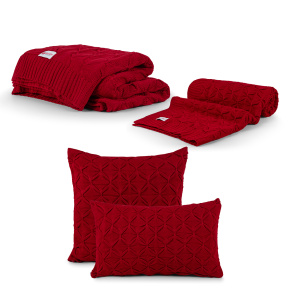 Almofada Liz Tricot Lotus 50cm x 50cm 100% Acrílico 02 Peças - Vermelho
