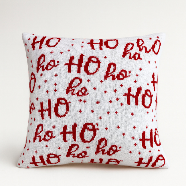 Almofada Natal HoHoHo 50cm x 50cm 01 Peça - Branco / Vermelho