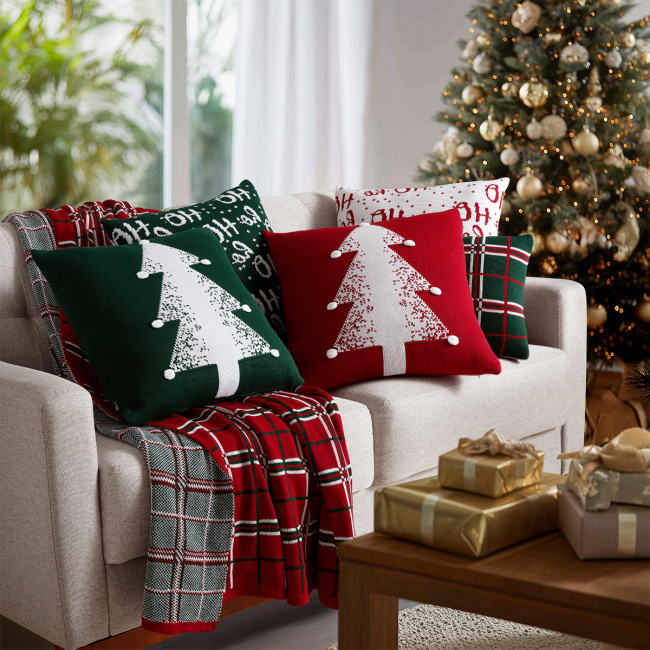 Almofada Natal HoHoHo 50cm x 50cm 01 Peça - Branco / Vermelho