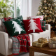 Almofada Natal HoHoHo 50cm x 50cm 01 Peça - Verde / Branco