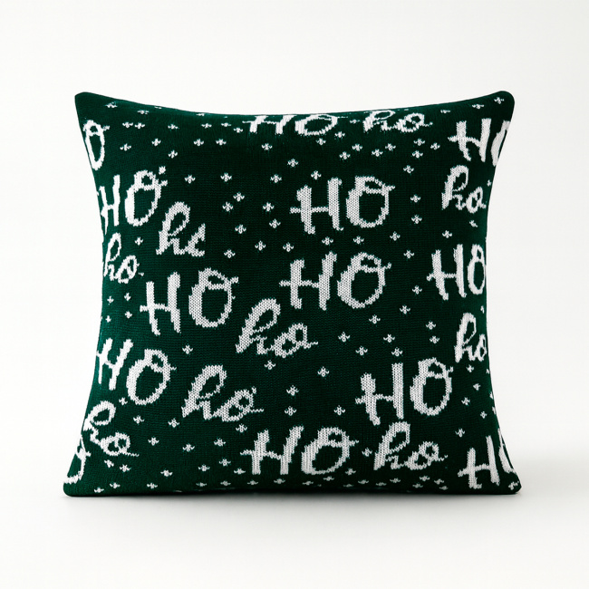 Almofada Natal HoHoHo 50cm x 50cm 01 Peça - Verde / Branco