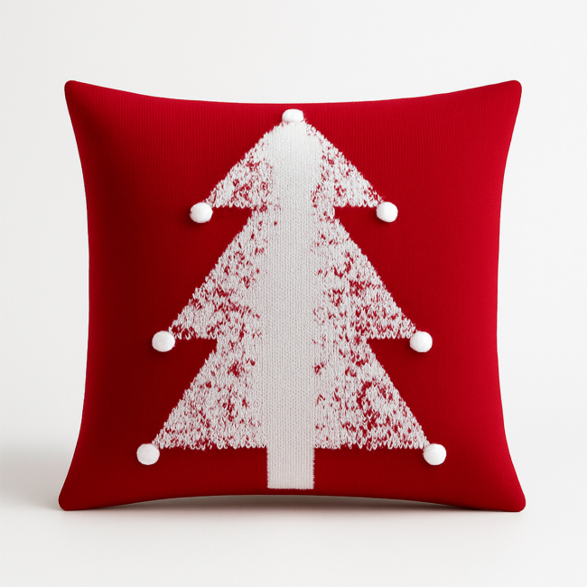 Almofada Natal Pinheiro 50cm x 50cm 01 Peça - Vermelho / Branco
