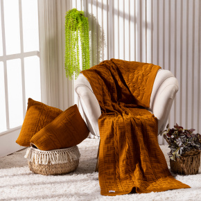 Almofada Selena Tricot Trança Tecido Acrílico 50cm x 50cm 01 Peça - Dourado