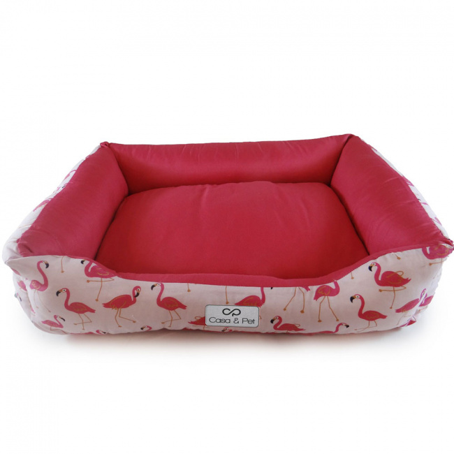 Cama Pet 52cm x 40cm Tamanho P, Dupla Face, Lavável, com Zíper - Flamingo