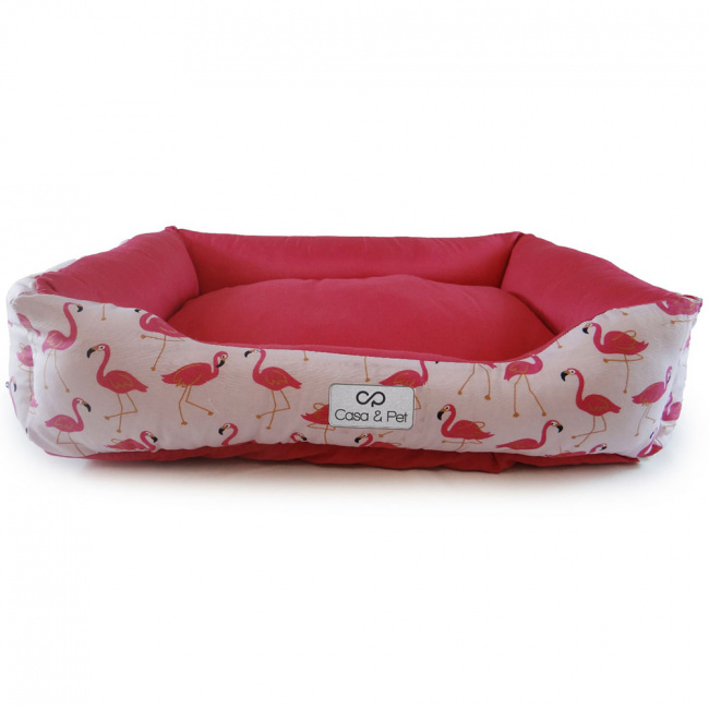 Cama Pet 52cm x 40cm Tamanho P, Dupla Face, Lavável, com Zíper - Flamingo