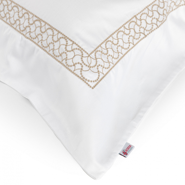 Cama Posta Completa King Sonhare 400 Fios Fibra de Bambu 16 Peças - Branco / Dourado