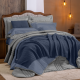 Cama Posta Edredom Olivie King 2,80m x 2,70m Dupla Face 400 Fios Egípcios 100% Algodão 10 Peças - Azul / Concreto
