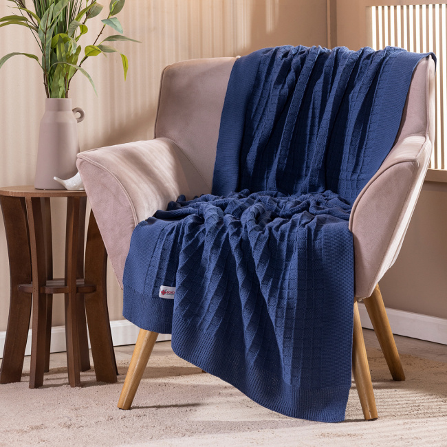 Cama Posta Edredom Olivie Super King 3,15m x 2,70m Dupla Face 400 Fios 100% Algodão Egípcios 10 Peças - Azul / Concreto
