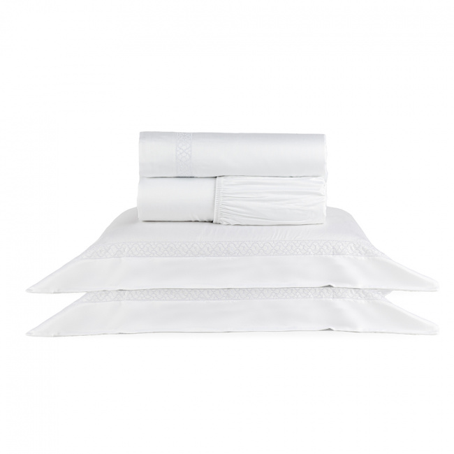 Cama Posta Completa Queen Sonhare 400 Fios Fibra de Bambu 16 Peças - Branco / Branco