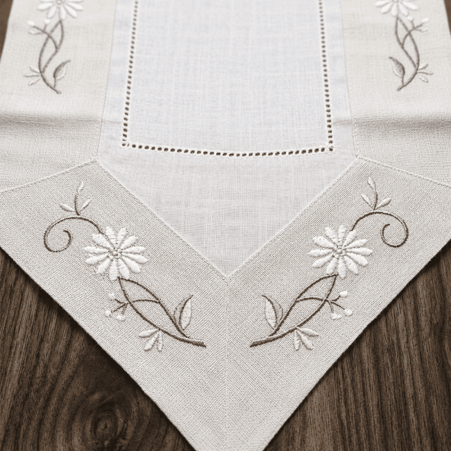 Caminho de Mesa Campestre Estilo Rústica 40cm x 220cm 01 Peça - Camomila