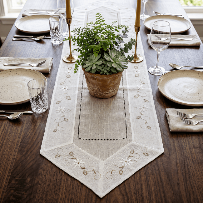 Caminho de Mesa Campestre Estilo Rústica 40cm x 220cm 01 Peça - Jasmine