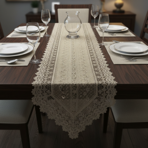 Caminho de Mesa Filigrana Floral 1,50m x 40cm 01 Peça - Colmeia Dourado