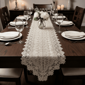 Caminho de Mesa Filigrana Floral 1,80m x 40cm 01 Peça - Floral Dourado