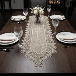 Caminho de Mesa Filigrana Floral 2,20m x 40cm 01 Peça - Bouquet Cobre