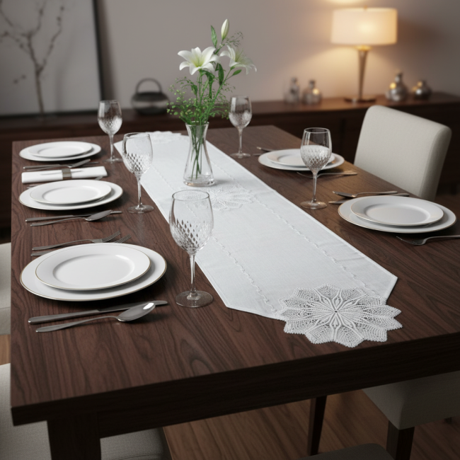 Caminho de Mesa Lume Linho 1,50m x 40cm 01 Peça - Floco Mandala