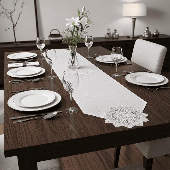 Caminho de Mesa Lume Linho 1,50m x 40cm 01 Peça - Floco Mandala