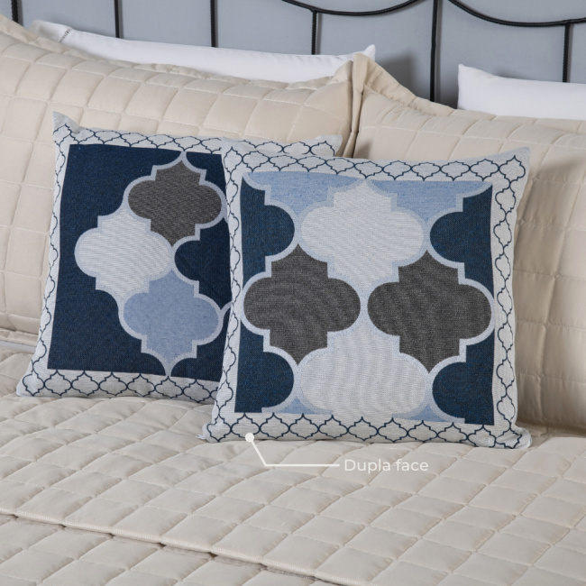 Capa de Almofada Grécia Dupla Face 45cm x 45cm 01 Peça - Azul