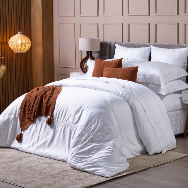 Capa de Edredom Super King Sonhare 400 Fios Fibra de Bambu 03 Peças - Branco / Branco