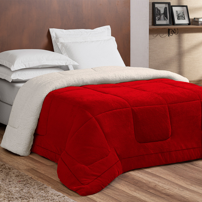 Coberdrom Casal Queen Chamego Manta / Sherpa 01 Peça - Vermelho